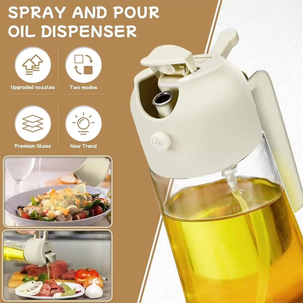 2 in 1 Oil Spray Dispenser Refillable Kitchen and BBQ Cooking Oil Spritzer