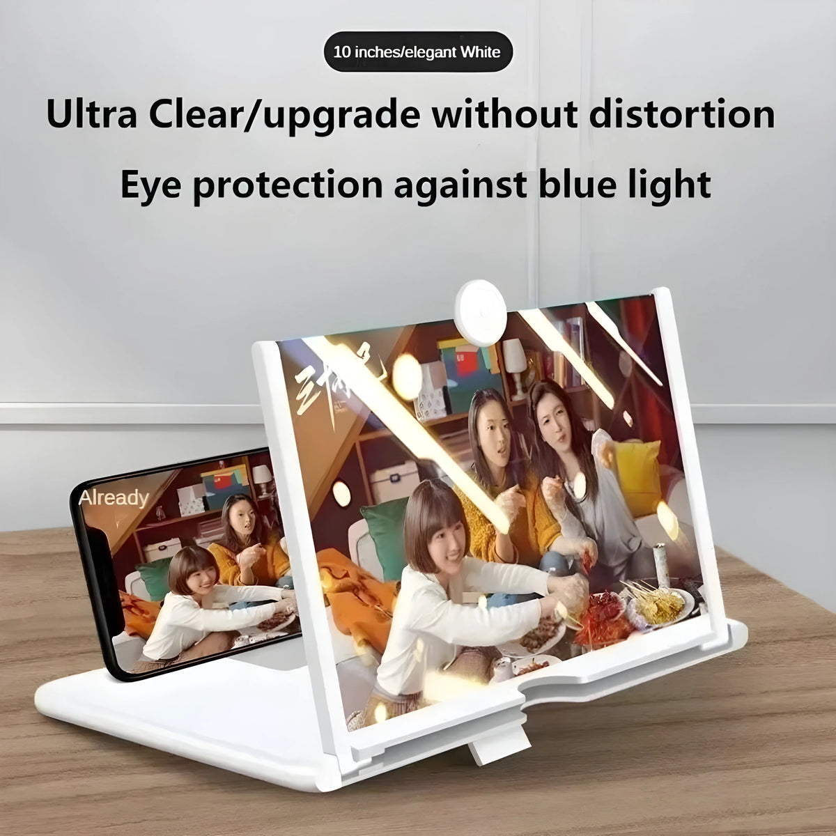 10 Inch HD Phone Screen Magnifier – Foldable Anti Blue Light Amplifier Stand for iPhone & Samsung