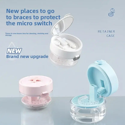 🦷 Travel Retainer Cleaner Case with Mirror & Storage ✨