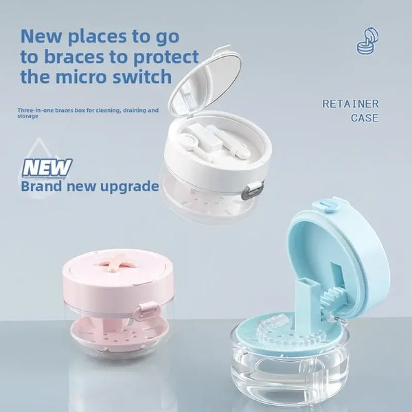 🦷 Travel Retainer Cleaner Case with Mirror & Storage ✨