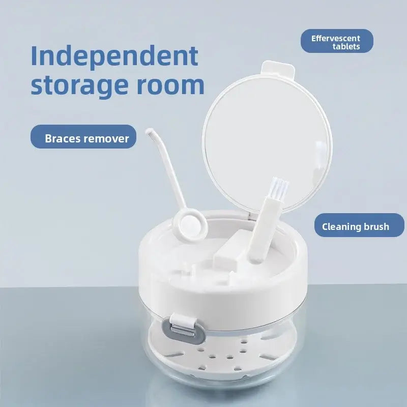 🦷 Travel Retainer Cleaner Case with Mirror & Storage ✨