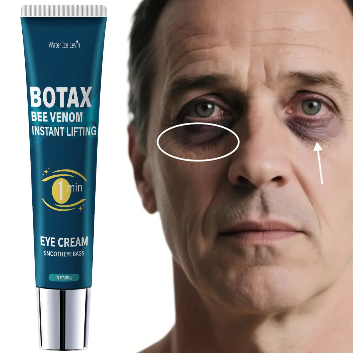 Botox Bee Venom Eye Tightening Gel – Anti-Aging Eye Cream with Caffeine, Retinol & Hyaluronic Acid, 20g