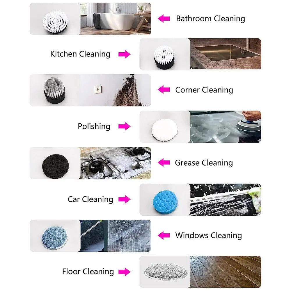 Electric Spin Scrubber – 11-Piece Cordless Cleaning Brush with Long Handle