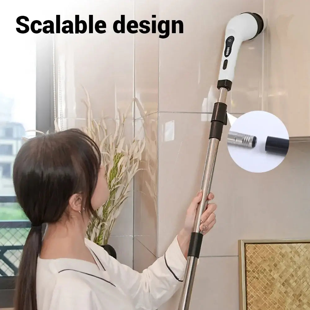 Electric Spin Scrubber – 11-Piece Cordless Cleaning Brush with Long Handle