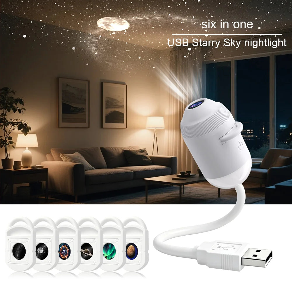 USB Starry Sky Galaxy Projector Night Light – 24-in-1 LED Lamp