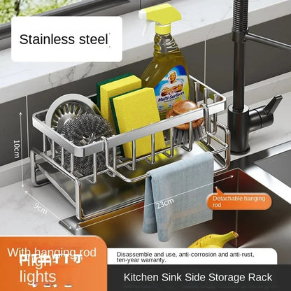 Kitchen stainless steel shelf, sponge drain rack, sink drainage rack