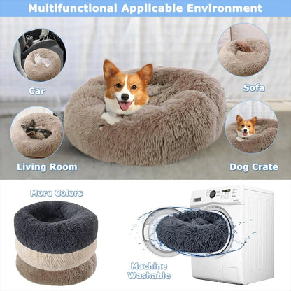 Calming Donut Dog Bed – Super Soft Plush Anti-Anxiety Pet Bed for Dogs & Cats