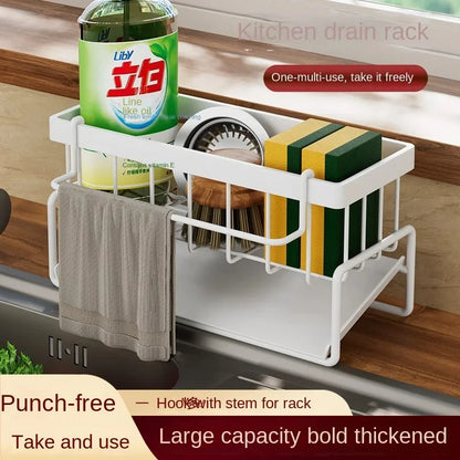Kitchen stainless steel shelf, sponge drain rack, sink drainage rack