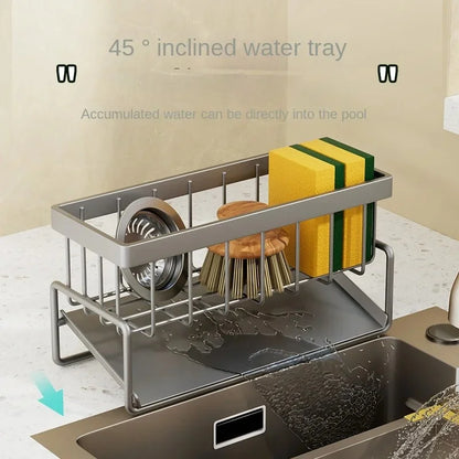 Kitchen stainless steel shelf, sponge drain rack, sink drainage rack
