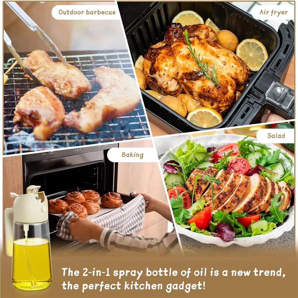 2 in 1 Oil Spray Dispenser Refillable Kitchen and BBQ Cooking Oil Spritzer