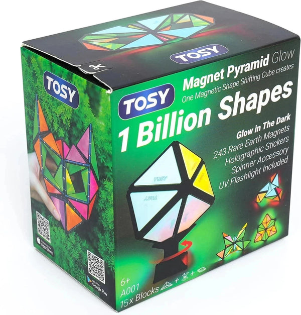 TOSY Magnet Pyramid Glow - 1 Cube Transforms into 1 Billion Shapes, 12 pieces