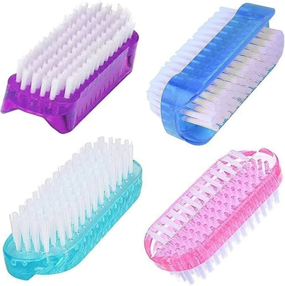 4pcs Double Sided Nail Brush Set with Handle for Cleaning Hands Feet
