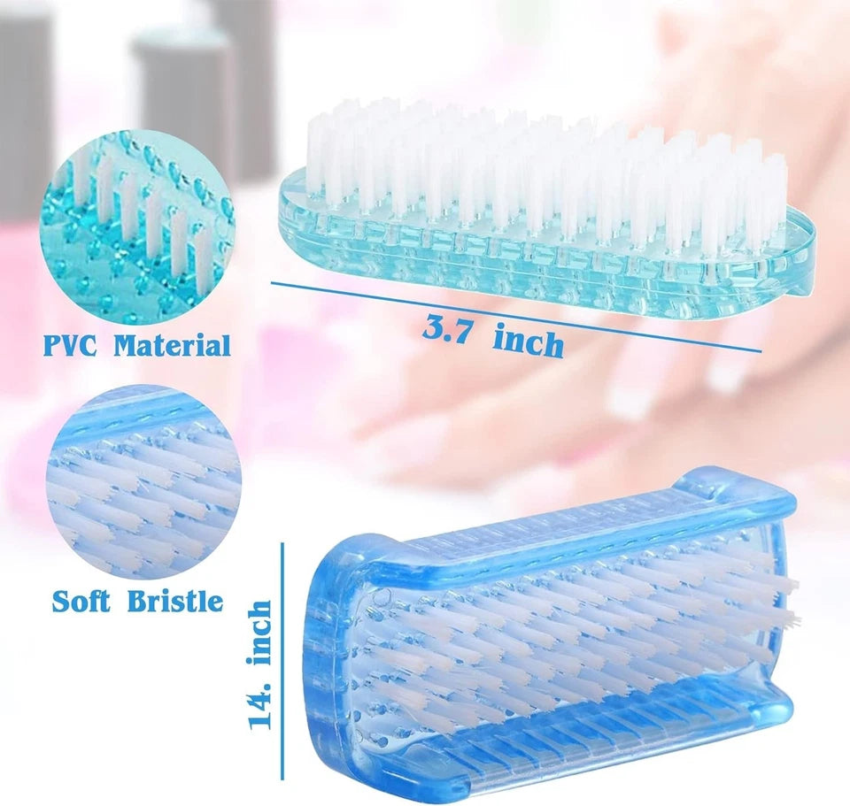 4pcs Double Sided Nail Brush Set with Handle for Cleaning Hands Feet