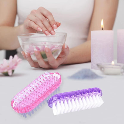 4pcs Double Sided Nail Brush Set with Handle for Cleaning Hands Feet