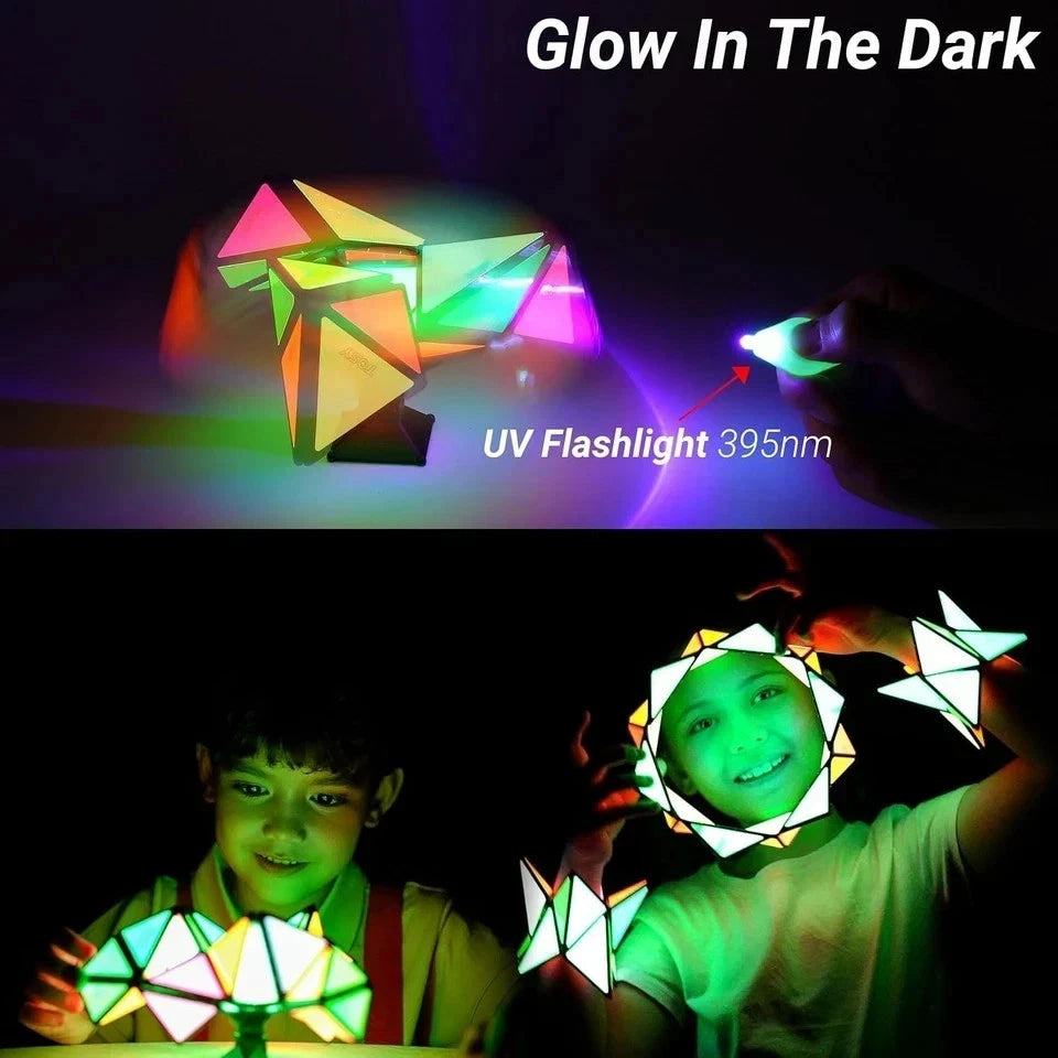 TOSY Magnet Pyramid Glow - 1 Cube Transforms into 1 Billion Shapes, 12 pieces